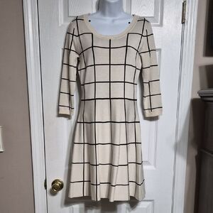 Sequin Hearts Cream and Black Checkered Dress